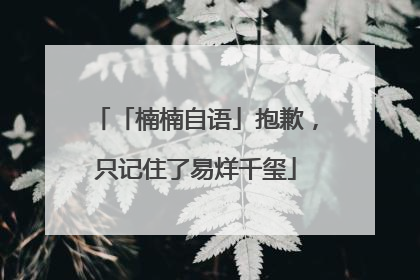 「楠楠自语」抱歉，只记住了易烊千玺