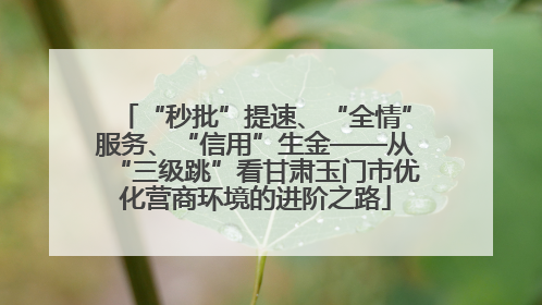 “秒批”提速、“全情”服务、“信用”生金——从“三级跳”看甘肃玉门市优化营商环境的进阶之路