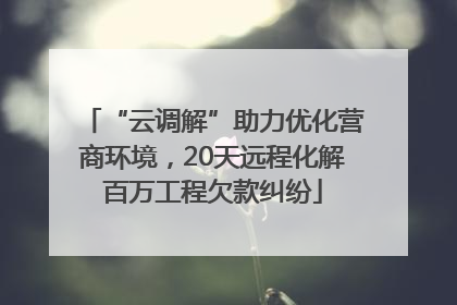 “云调解”助力优化营商环境，20天远程化解百万工程欠款纠纷