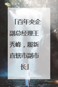百年央企副总经理王秀峰，履新直辖市副市长