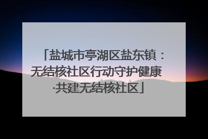 盐城市亭湖区盐东镇：无结核社区行动守护健康 ·共建无结核社区