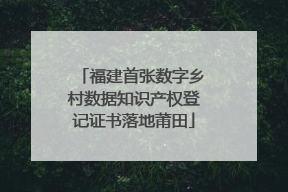 福建首张数字乡村数据知识产权登记证书落地莆田