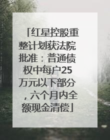 红星控股重整计划获法院批准：普通债权中每户25万元以下部分，六个月内全额现金清偿