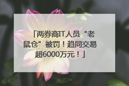 两券商IT人员“老鼠仓”被罚！趋同交易超6000万元！
