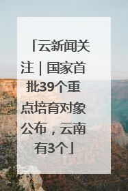 云新闻关注｜国家首批39个重点培育对象公布，云南有3个