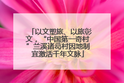 以文塑旅、以旅彰文，“中国第一奇村”兰溪诸葛村因地制宜激活千年文脉