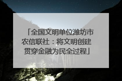 全国文明单位潍坊市农信联社：将文明创建贯穿金融为民全过程