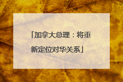 加拿大总理：将重新定位对华关系