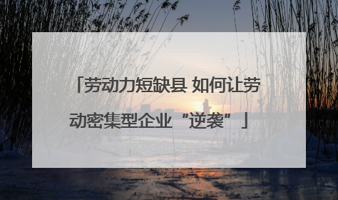 劳动力短缺县 如何让劳动密集型企业“逆袭”