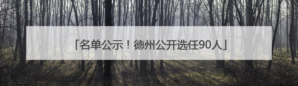 名单公示！德州公开选任90人