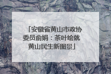 安徽省黄山市政协委员俞娟：茶叶绘就黄山民生新图景