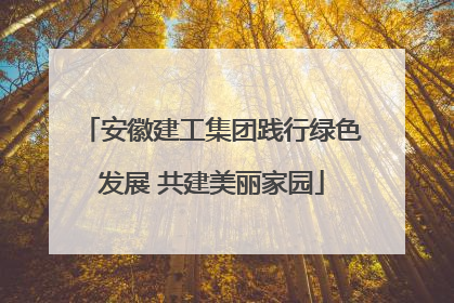 安徽建工集团践行绿色发展 共建美丽家园