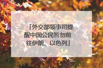 外交部领事司提醒中国公民暂勿前往伊朗、以色列