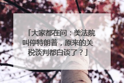 大家都在问：美法院叫停特朗普，原来的关税谈判都白谈了？