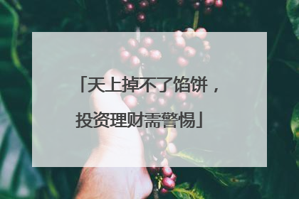 天上掉不了馅饼，投资理财需警惕