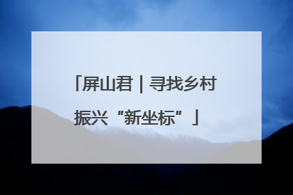 屏山君｜寻找乡村振兴“新坐标”