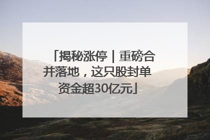 揭秘涨停｜重磅合并落地，这只股封单资金超30亿元