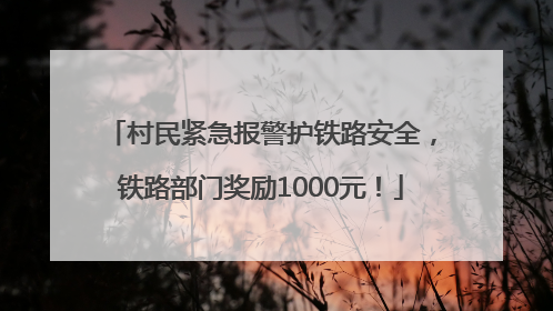 村民紧急报警护铁路安全，铁路部门奖励1000元！