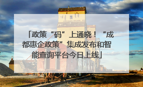 政策“码”上通晓！“成都惠企政策”集成发布和智能查询平台今日上线