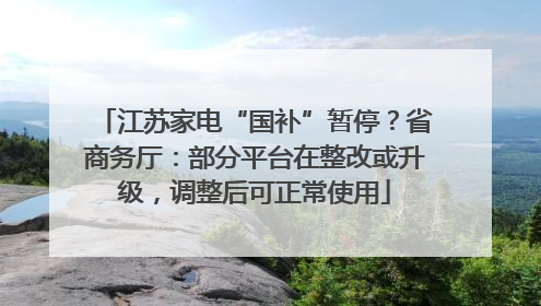 江苏家电“国补”暂停？省商务厅：部分平台在整改或升级，调整后可正常使用