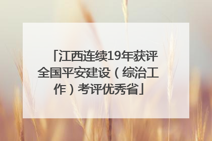 江西连续19年获评全国平安建设（综治工作）考评优秀省