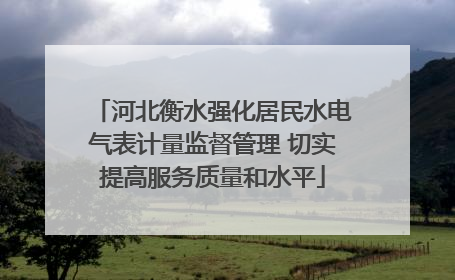 河北衡水强化居民水电气表计量监督管理 切实提高服务质量和水平