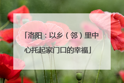 洛阳：以乡（邻）里中心托起家门口的幸福