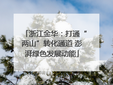 浙江金华：打通“两山”转化通道 澎湃绿色发展动能