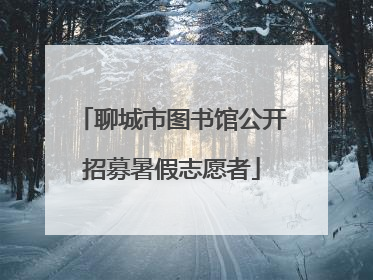 聊城市图书馆公开招募暑假志愿者