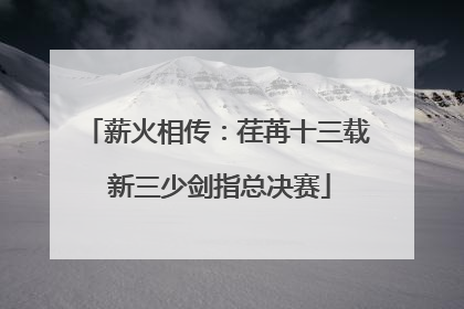 薪火相传：荏苒十三载 新三少剑指总决赛