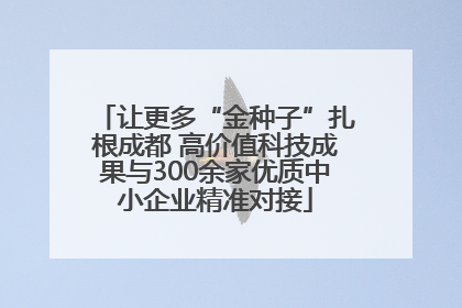 让更多“金种子”扎根成都 高价值科技成果与300余家优质中小企业精准对接