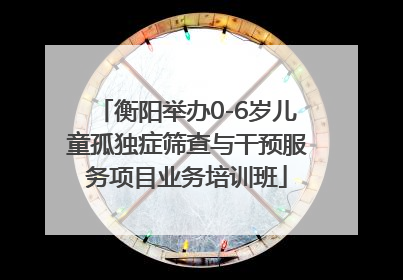 衡阳举办0-6岁儿童孤独症筛查与干预服务项目业务培训班