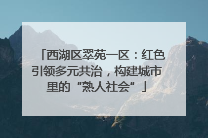 西湖区翠苑一区：红色引领多元共治，构建城市里的“熟人社会”