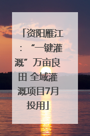 资阳雁江：“一键灌溉”万亩良田 全域灌溉项目7月投用