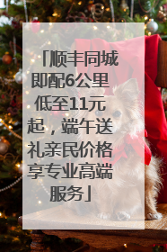 顺丰同城即配6公里低至11元起，端午送礼亲民价格享专业高端服务