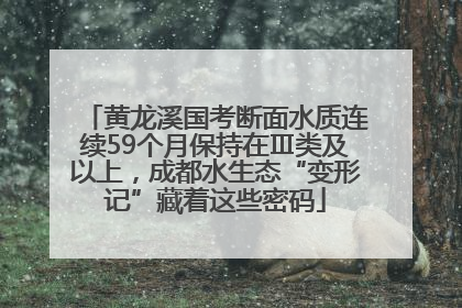黄龙溪国考断面水质连续59个月保持在Ⅲ类及以上，成都水生态“变形记”藏着这些密码