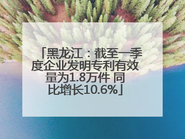 黑龙江：截至一季度企业发明专利有效量为1.8万件 同比增长10.6%