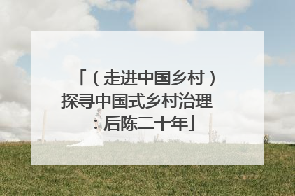 （走进中国乡村）探寻中国式乡村治理：后陈二十年